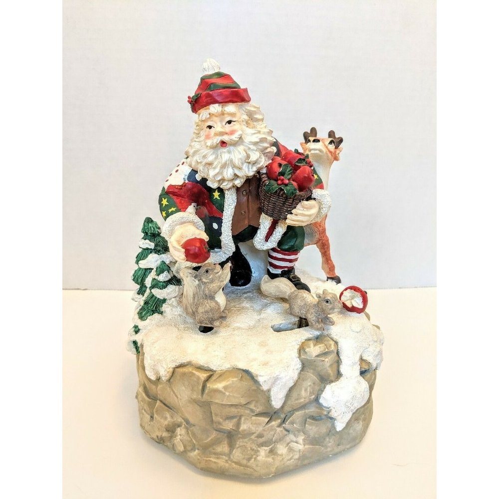 Vintage Music Box Santa Claus  Reindeer Have Yourself A Merry Little Christmas